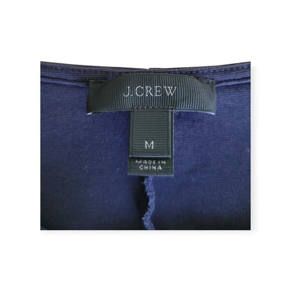 J.Crew Structured Navy Peplum Top Women's Medium Stretch Knit Tailored Fit - Picture 3 of 6